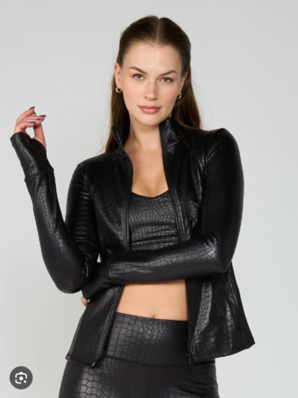 X by Gottex Line Jacket in a black crocodile pattern - Picture 3 of 12